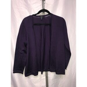 Talbots Petite Cardigan Sweater Deep Plum Purple Open Front Long Sleeve Size 1X